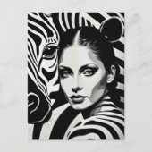 Carte Postale Une femme et un zèbre (Devant)