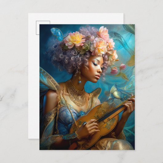 Carte Postale Une femme Jouant à l'art Imaginaire africain-améri (Devant / Derrière)