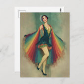 Carte Postale Une femme magnifique dans un Cap Arc-en-Ciel (Devant / Derrière)