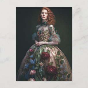 Carte Postale Une femme magnifique en robe florale L'IA Généré A