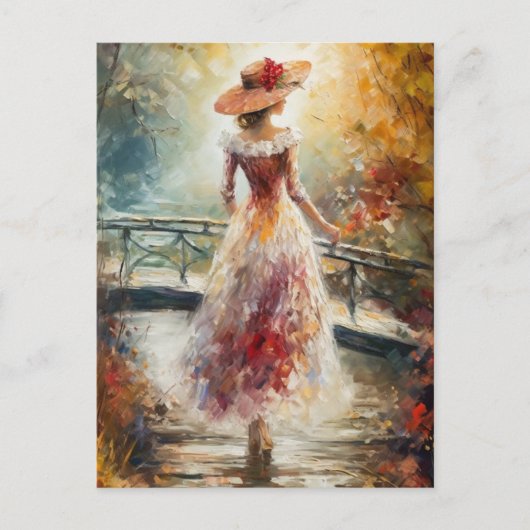 Carte Postale Une femme marche dans le parc AI Fine Art (Devant)