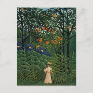 Carte Postale 'Une femme marche dans une forêt exotique'