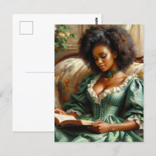 Carte Postale Une Femme Noire Magnifique Lire Un Livre À L'Intér