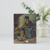 Carte Postale Une femme paysanne Cuisine devant une cheminée (Debout devant)