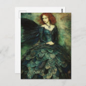 Carte Postale Une femme porte un poisson vert foncé Échelle Imag (Devant / Derrière)