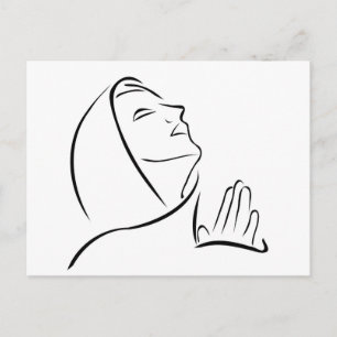 Carte Postale Une femme priant en regardant le ciel