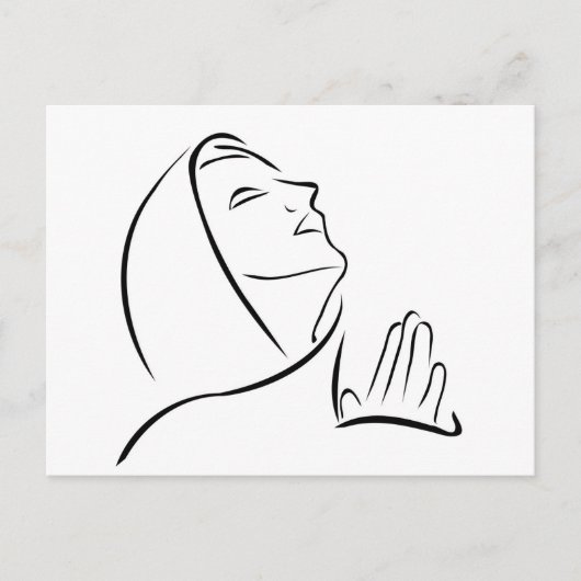 Carte Postale Une femme priant en regardant le ciel (Devant)