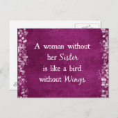 Carte Postale Une femme sans sa citation de soeur (Devant / Derrière)