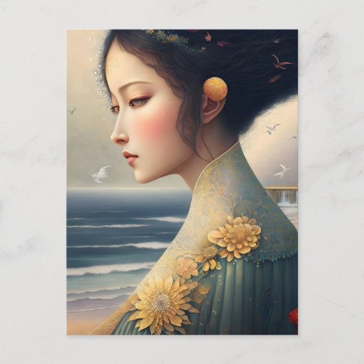 Carte Postale Une femme sur la rive (Devant)