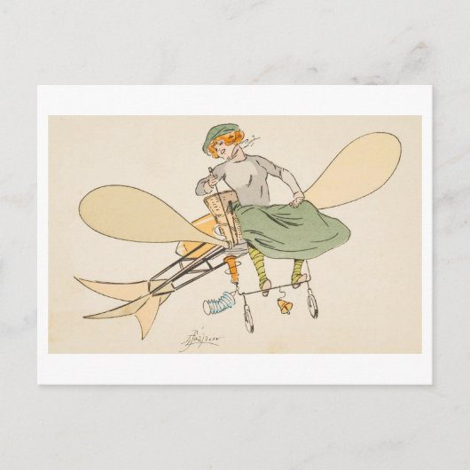 Carte Postale Une femme Vintage dans un avion (Devant)