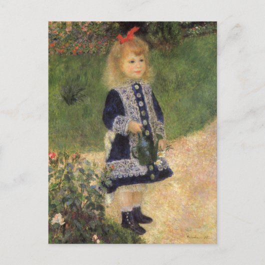 Carte Postale Une fille à la canne d'arrosage par Pierre Renoir (Devant)