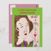 Carte Postale Une Fille Aime Le Chocolat ! (Devant / Derrière)