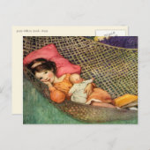 Carte Postale Une fille dans un hamac par Jesse Willcox Smith (Devant / Derrière)
