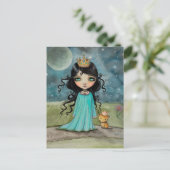 Carte Postale Une fille et son chat mignonne Princesse Imaginair (Debout devant)