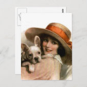 Carte Postale Une fille et son chien (Devant / Derrière)