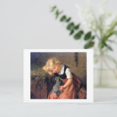 Carte Postale Une fille et son lapin (Debout devant)