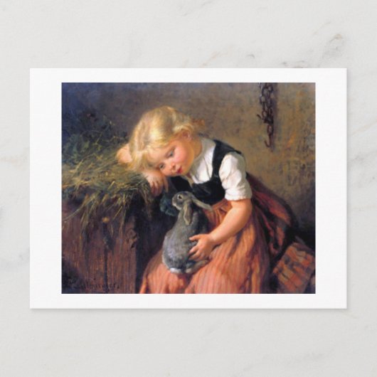 Carte Postale Une fille et son lapin (Devant)