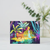 Carte Postale Une fille et un léopard dans la forêt tropicale (Debout devant)