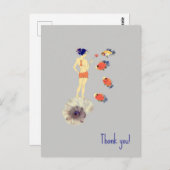 Carte Postale Une fille et un poisson (Devant / Derrière)