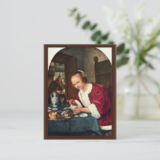 Carte Postale Une Fille Mange Des Huîtres, Oestereetstertje Par (Debout devant)