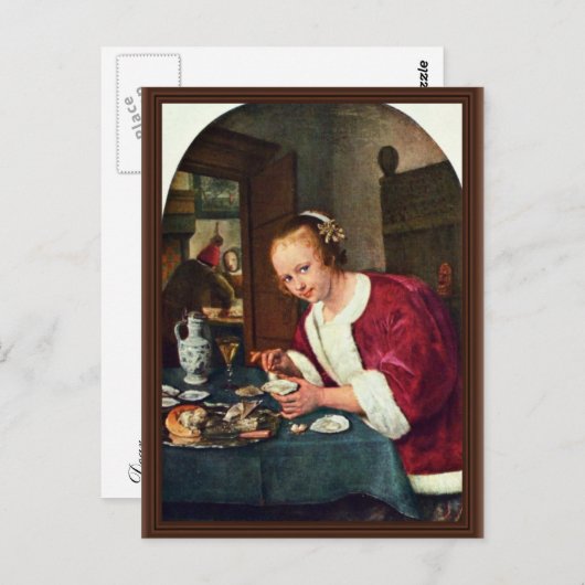 Carte Postale Une Fille Mange Des Huîtres, Oestereetstertje Par (Devant / Derrière)