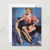 Carte Postale Une fille Pinup Écran Nat (Devant / Derrière)