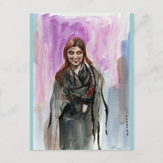 Carte Postale Une fille souriante en noir (Devant)