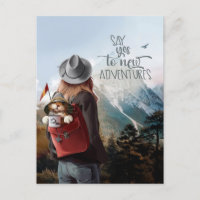 Une fille voyage avec un chat dans un sac à dos