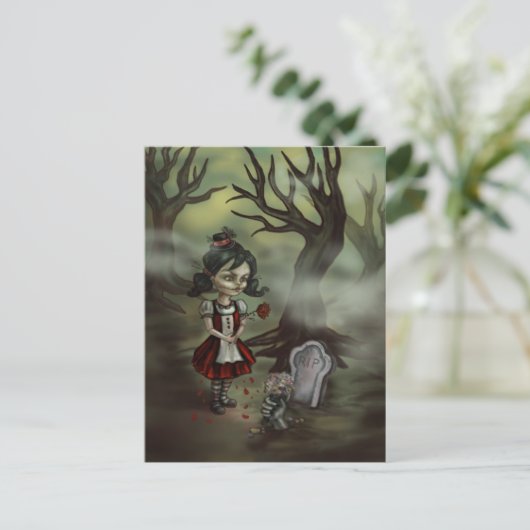 Carte Postale Une fille zombie trouve un vrai amour dans un cime (Debout devant)