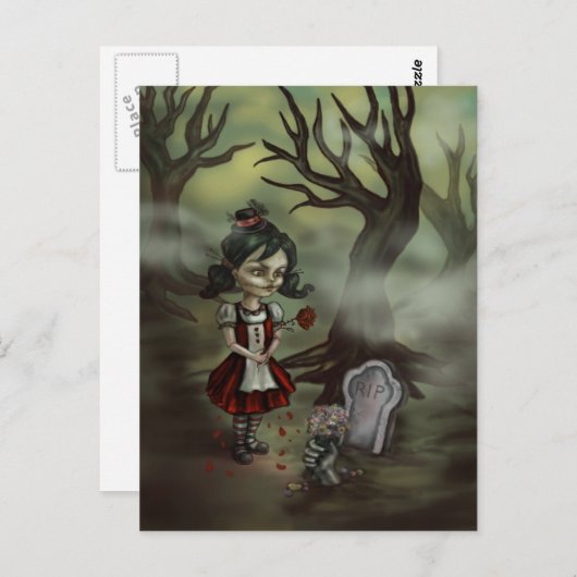 Carte Postale Une fille zombie trouve un vrai amour dans un cime (Devant / Derrière)