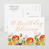 Carte Postale Une Fleur de Bénédiction d'Anniversaire (Devant / Derrière)