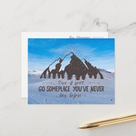 Carte Postale Une fois par an aller quelque part (Devant/Arrière en situation)