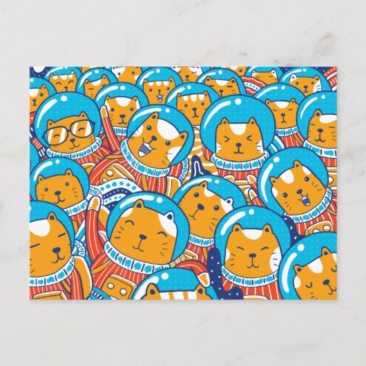 Carte Postale Une foule de Catstronautes Illustration mignonne (Devant)