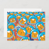 Carte Postale Une foule de chatstronautes illustration mignonne (Devant / Derrière)