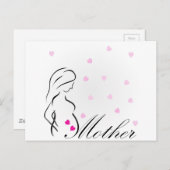Carte Postale Une future mère enceinte aux coeurs roses miniatur (Devant / Derrière)