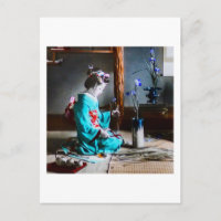 Une Geisha Arrange Fleurs Iris Vintage Vieux Japon