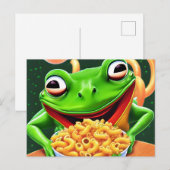 Carte Postale Une grenouille drôle aux nouilles de macaroni (Devant / Derrière)