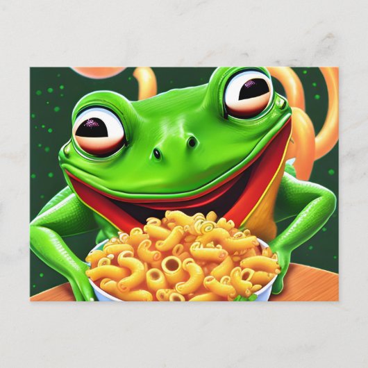 Carte Postale Une grenouille drôle aux nouilles de macaroni (Devant)