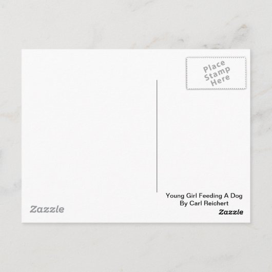 Carte Postale Une Jeune Fille Qui Nourrit Un Chien Par Carl Reic (Dos)
