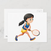 Carte Postale Une jeune joueuse de tennis (Devant / Derrière)