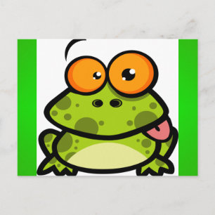 Carte Postale Une jolie grenouille tachetée verte aux yeux orang