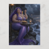 Carte Postale Une jolie sirène mangeant des spaghetti (Devant)