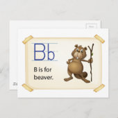 Carte Postale Une lettre B pour le castor (Devant / Derrière)