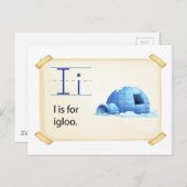 Carte Postale Une lettre I pour igloo (Devant / Derrière)