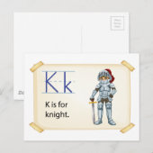 Carte Postale Une lettre K pour chevalier (Devant / Derrière)