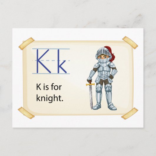 Carte Postale Une lettre K pour chevalier (Devant)