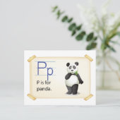 Carte Postale Une lettre P pour panda (Debout devant)