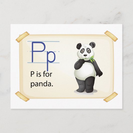 Carte Postale Une lettre P pour panda (Devant)