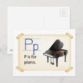 Carte Postale Une lettre P pour piano (Devant / Derrière)