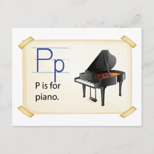 Carte Postale Une lettre P pour piano